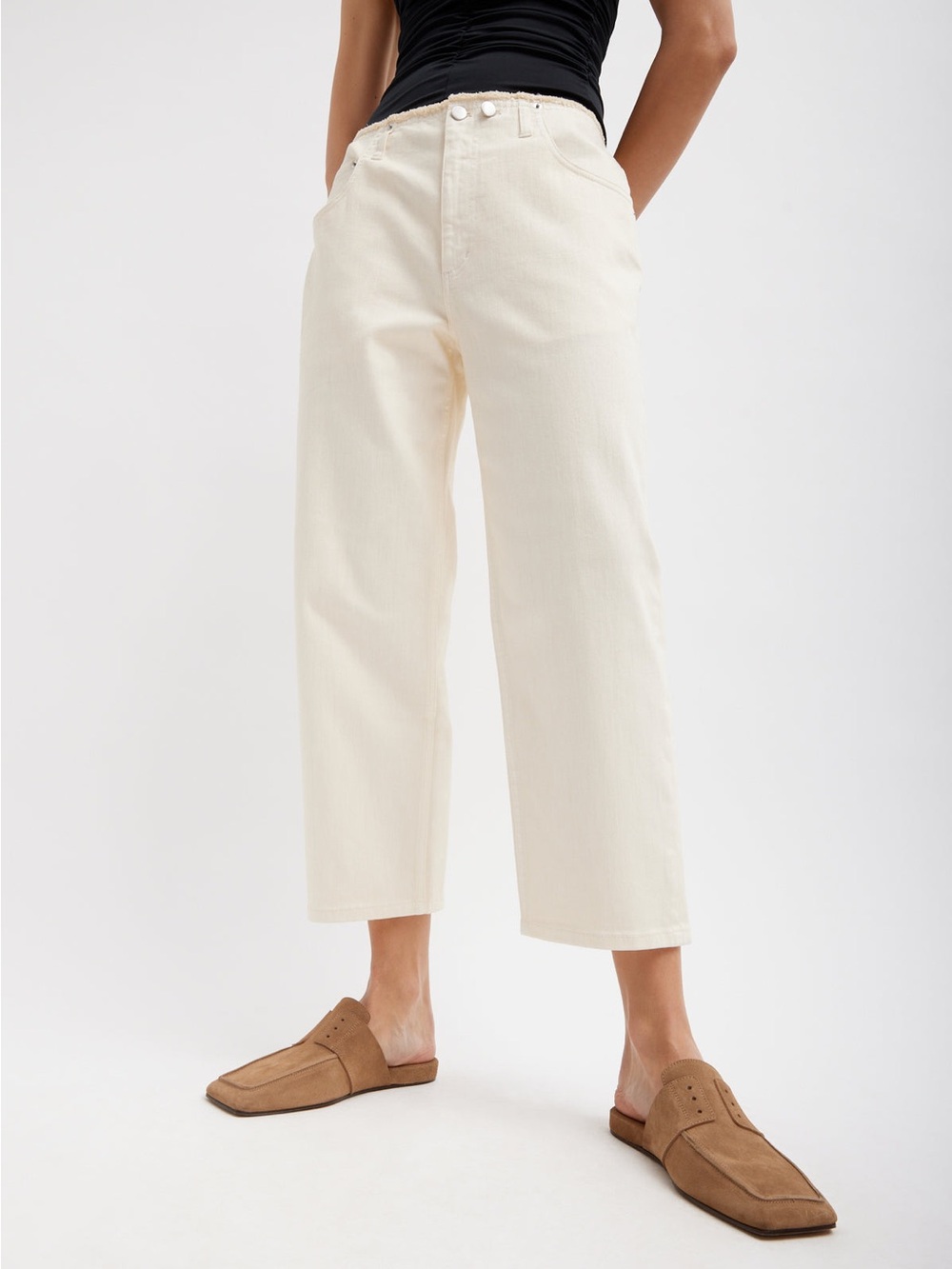 Tibi Garment Dyed Stretch Twill Cropped Newman Jean